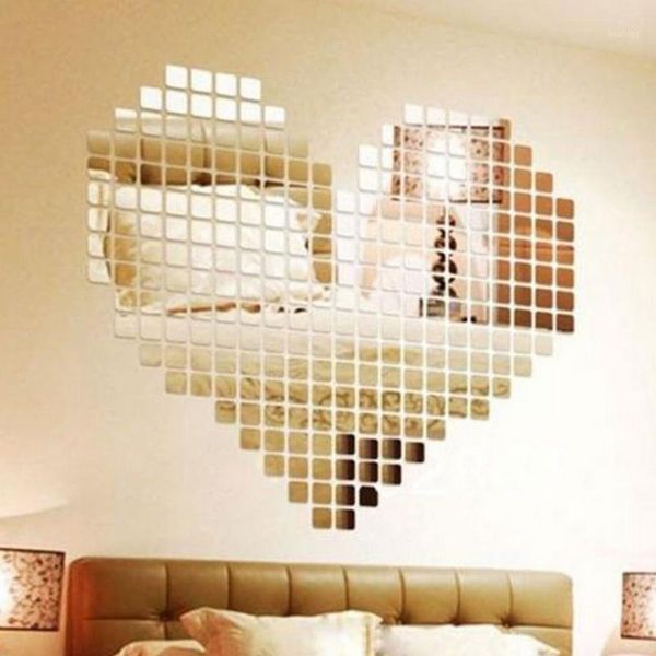 

100 pieces mirror tile popular diy wall sticker 3d decal mosaic house home room decoration stick for modern rooms drop shipping1