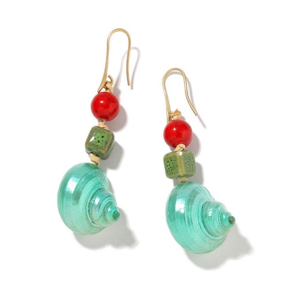 

10 pairs gold plated irregular shape conch and shell dangle earrings for women bohemian style jewelry, Silver