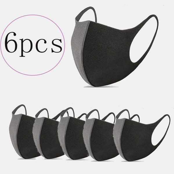 

anti 6pcs washable earloop facial cycling dust warmer environmental mouth face fashion black mask