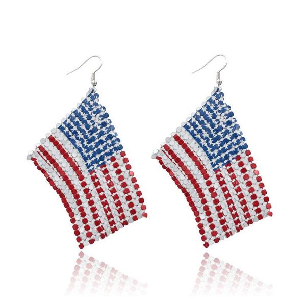 

2020 cross border earrings independence day earrings with us flag, Silver