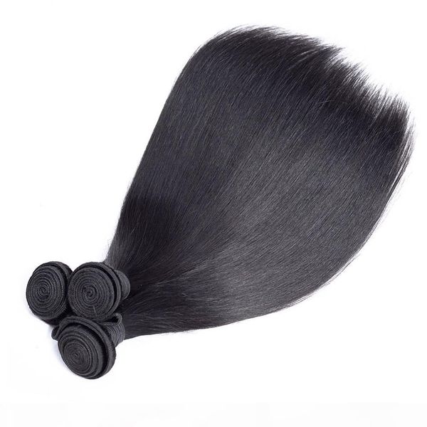 

peruivan malaysian indian brazilian hair bundles unprocessed straight 8a human hair weave 3pcs dyeable hair extensions double weft, Black