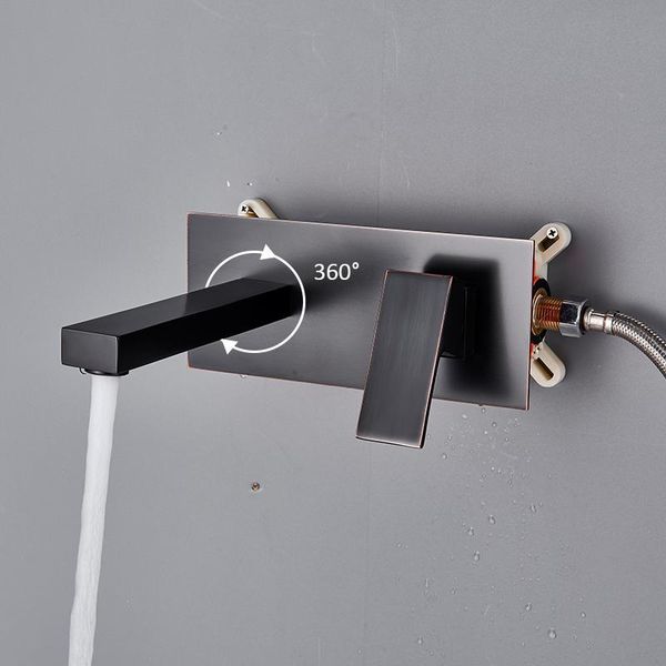 

bathroom sink faucets vidric bronze black waterfall basin faucet wall mount embedded box concealed tap 360 rotation spout wash