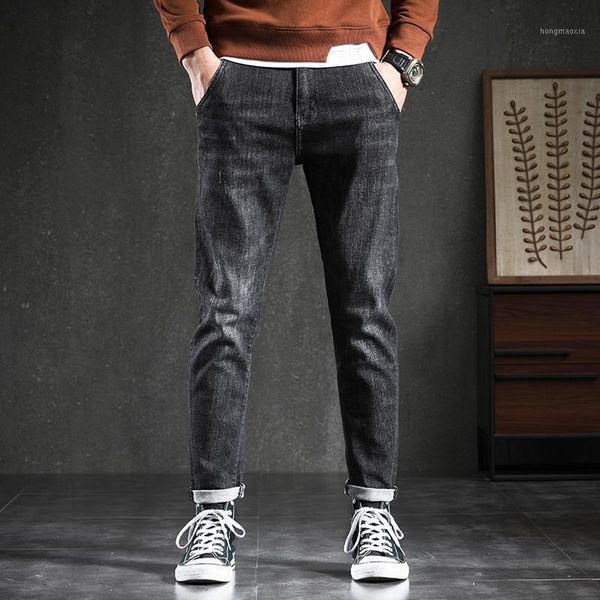 

autumn winter jeans male loose straight tube youth fashion korean edition trend thickening slim small foot trousers1, Blue