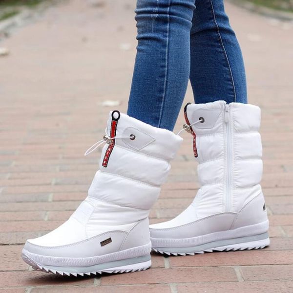 

women snow boots platform with fur warm 2020 new waterproof winter women ankle boots ladies flats shoes -30 degress, Black
