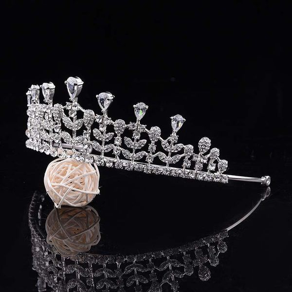 

women crystal brides tiara headpieces simple leaf crystal wedding crowns for bride evening hair accessories bh, Golden;silver