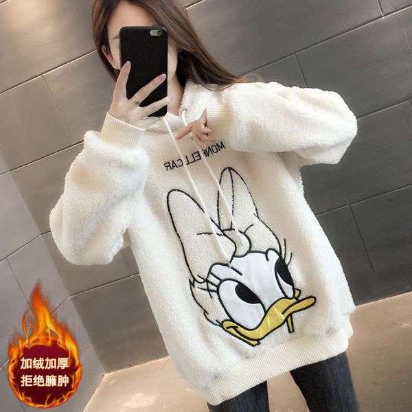 

cashmere sweater 2020 new korean women's clothing foreign style plush thickened loose coat autumn and winter, Black