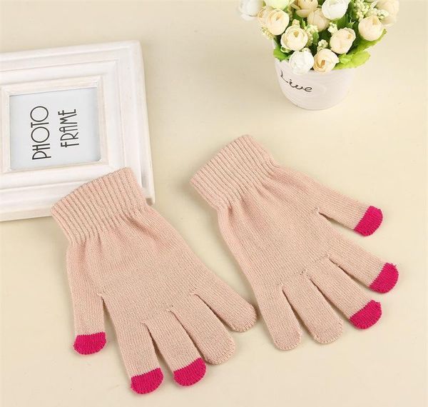 

women's winter touchscreen glove thermal magic gloves touch screen magic gloves warm knitted full finger mittens for outdoor sport jlls, Black