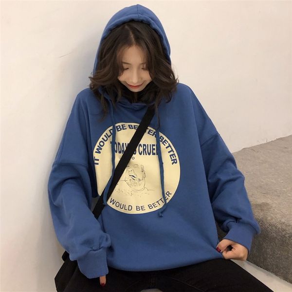 

guznw 2020 новые осенняя корейский стиля bf рыхлая середина женщины sweaterlong свитер с капюшоном свитер рукава иных изнашиваются моды mgnl, Black