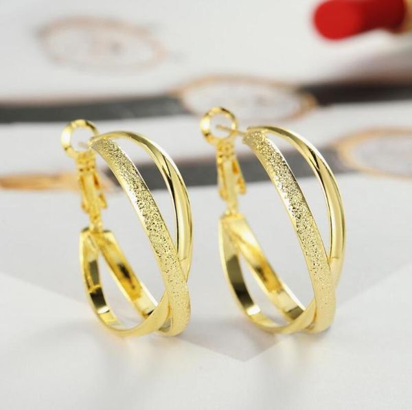 

геометрическая обруч серьги для женщин серебро розовое золото / золото цвет стразы twisted креста серьги женщина креольского серьги, Golden;silver