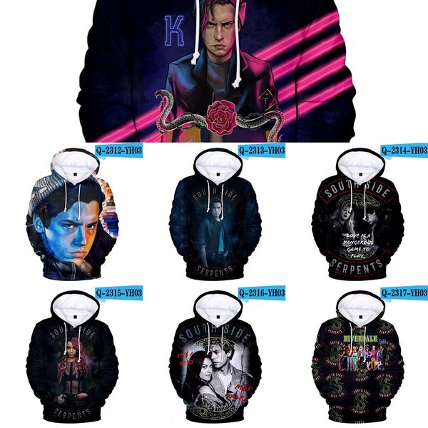 

riverdale valley town new 3d pullover hoodiedigital printing trendy men's and women's hooded hoodie pullover hoodie uz1i8, Black