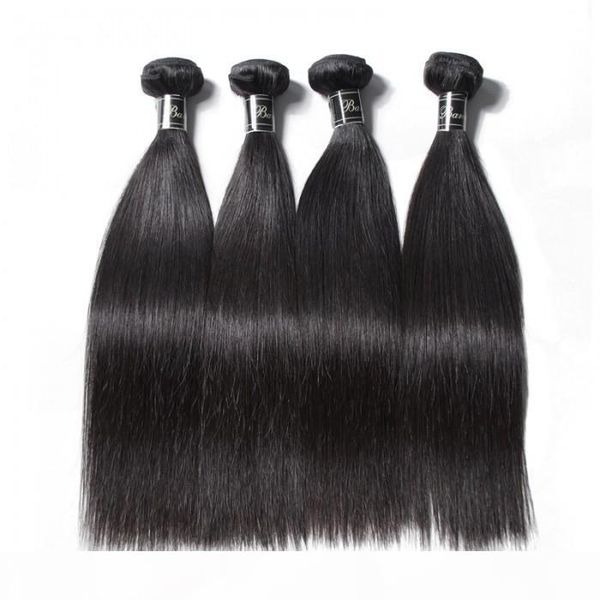 

4 pcs straight virgin remy human hair bundles 10a grade 100% natural lace human hair, Black;brown