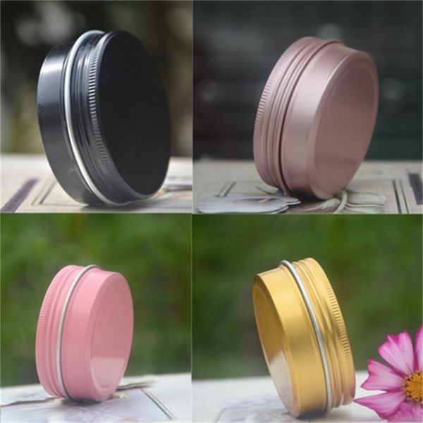

50pcs/lot 5ml 10ml 15ml 30g 50g 60g cosmetic aluminum jars pink black gold cream mask soap aluminum metal tin container pots 201013