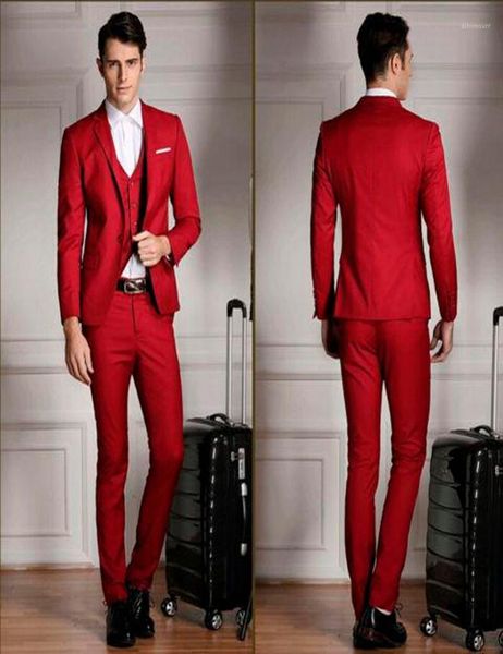 

men's suits & blazers casual red groom tuxedos business groomsman man suit formal gown wedding party evening (jacket+pants+vest)1, White;black