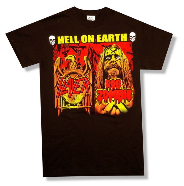 

slayer rob zombie hell on earth 2011 usa cdn tour blk new all sizes print men summer tee hoodie designers t shirts sweatshirt