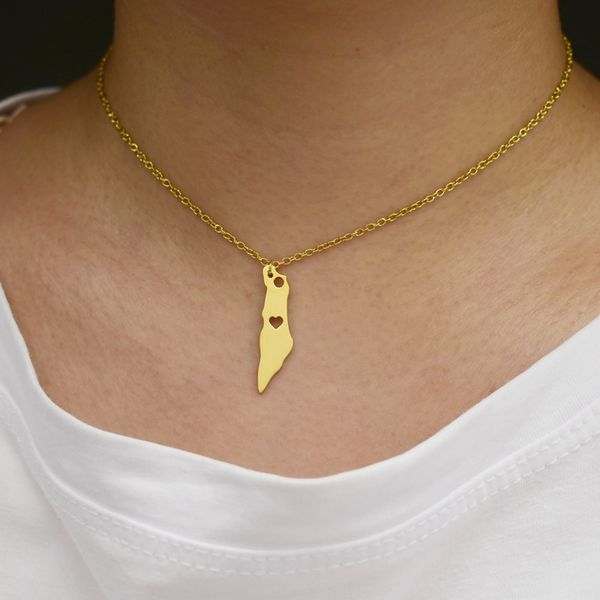 

european and american simple personality titanium steel israel map necklace popular female pendant pendant ornaments, Silver