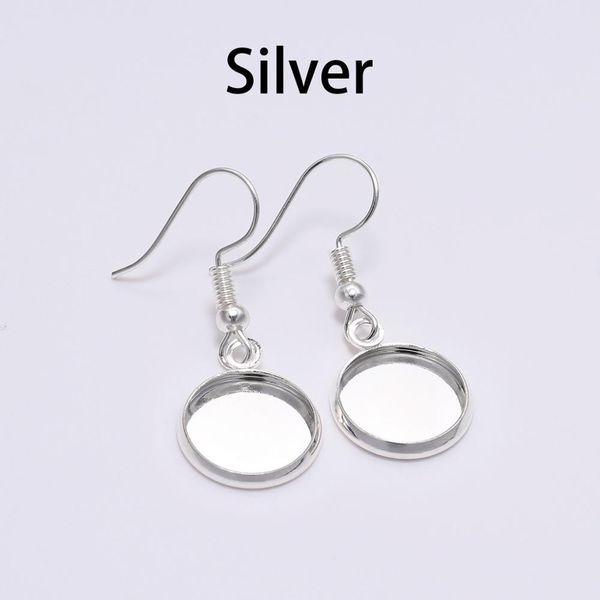 

10pcs 10-25mm tray bezel cabochon earring hook blank setting round pendant ear base findings for diy glass cameo jewelry making q jllqdo, Black