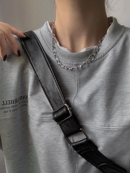 

fashion 925 sterling silver necklace thick chain hollow irregular clavicle necklace choker hip-hop personality jewelry