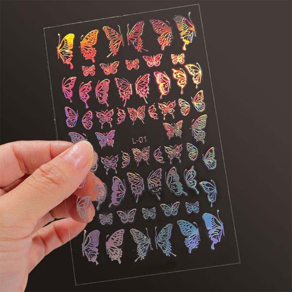 

3d butterfly nail art stickers adhesive sliders colorful nail transfer decals foils wraps decorations art party, Silver;gold