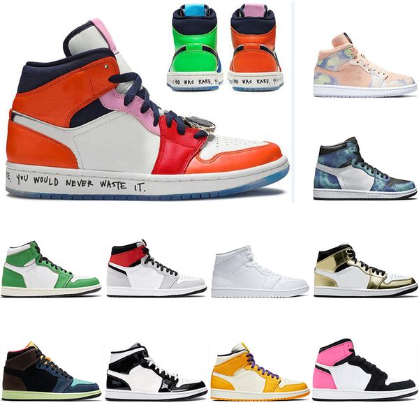 

2021 jumpman 1 1s basketball shoes for men women light smoke grey count purple lucky green royal mans trainers sports sneakers 36-46, White;red