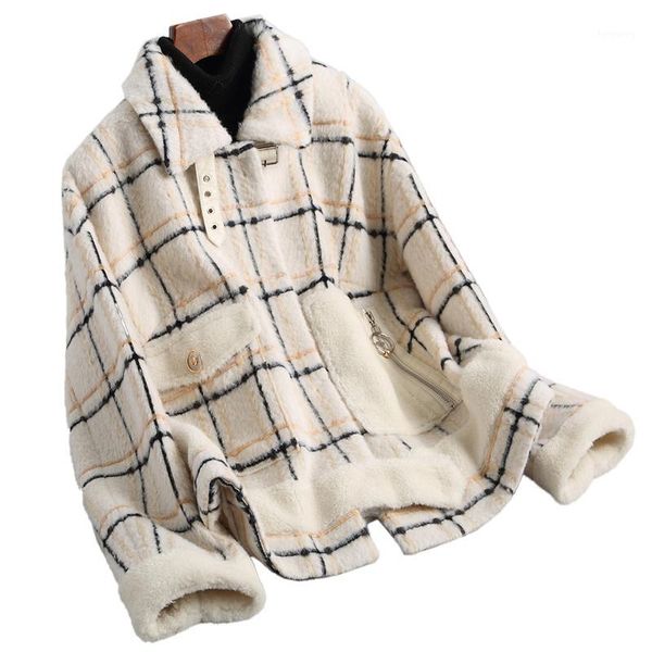 

autumn winter coat women clothes 2018 korean real fur coat wool jacket sheep shearling fur short coats manteau femme hiver zt8941, Black
