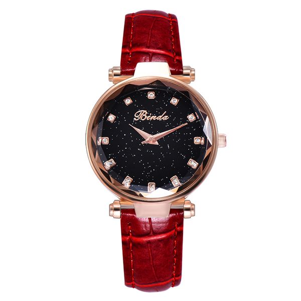 

binda high-end temperament ladies watch simple fashion starry sky full diamond trend waterproof belt quartz watch, Slivery;brown