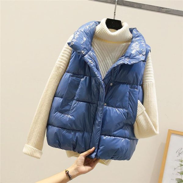 

women's vests short winter vest women solid waistcoat sleeveless casual female padded loose ladies warm coat woman jacket q29101, Black;white