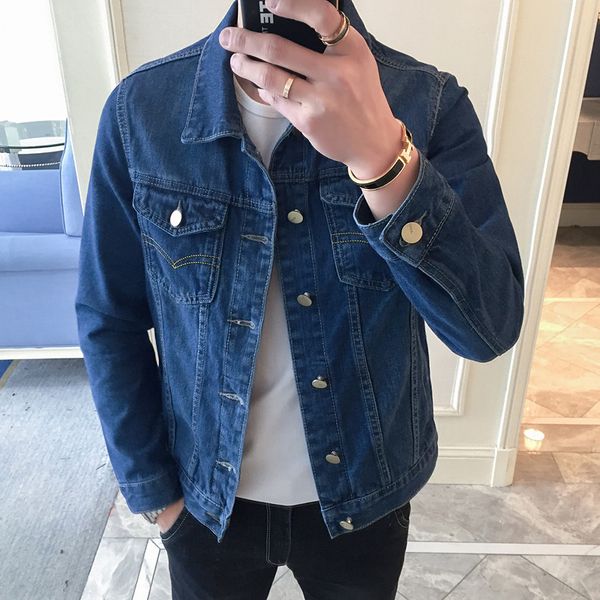 

a318-8116 spring fashion men's slim fit youth leisure korean denim jacket, Black;brown