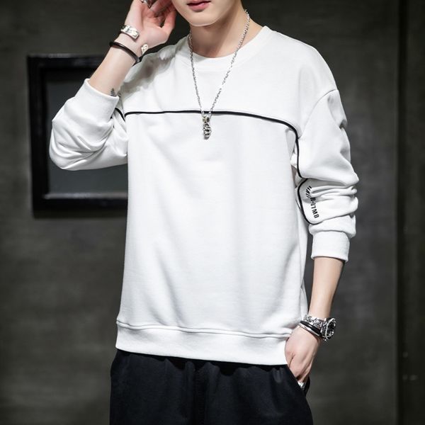 

woufm men's casual trendy sweater pulloversweater autumn 2020 autumn new loose long sleeve round neck pullover pullover clothes ikpx me, Black