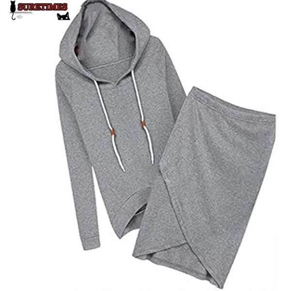 Outono-verão Mulheres Com Capuz Casual Sexy Tracksuits Mulheres Terno Hoodies Saias De Manga Longa Bom Sweatshirt Plus Size S-XL LJ201125