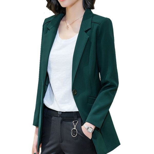 

blazer feminino suit jacket women long-sleeved green coat ol long solid color 4xl large size white suit blazer mujer yzh809882 y201026, White;black