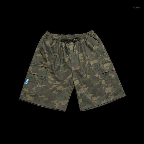

casual fashion shorts men loose cargo fitness cotton camouflage waist elastic summer workout sweatpants pocket clothing kk60nd1, White;black