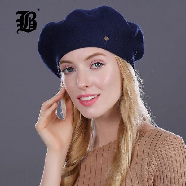

flb] winter women real 100% pure wool beret hat women felt beret fashion girls hat lady slouchy winter hats female flbmx17006 wmtjeh, Black;white