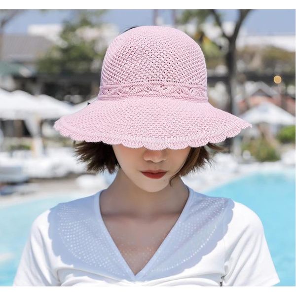 

elegant foldable sun hats for women wide brim adjustable back with a bow summer sombreros ladies beach ua straw v wmttqn dh_seller2010, Blue;gray