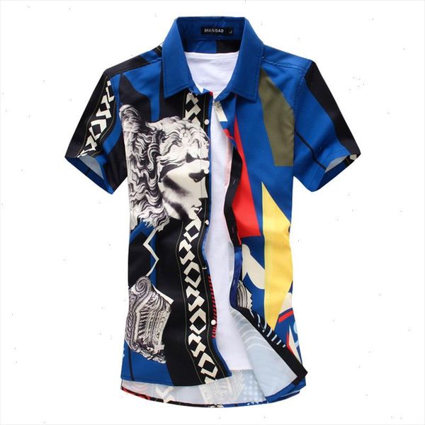 

mens 3d pattern printing shirts 2021 summer fashion short sleeved shirt pattern business casual club party shirt, White;black