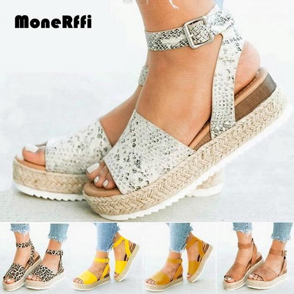 

dress shoes monerffi fashion women wedges sandals plus size high heels summer open toe casual flop platform ladies 20211, Black