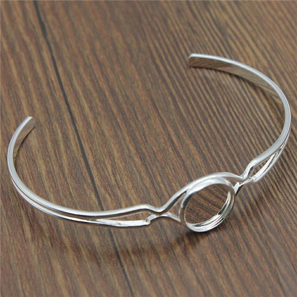 

2pcs fit 12mm 14mm 16mm glass cabochon shiny silver color adjustable bangle base blank findings tray bezel jewelry accessories h bbyktt, Black