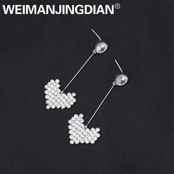 

dangle & chandelier weimanjingdian arrival cubic zirconia cz crystal pave setting heart earrings for women or girls, Silver