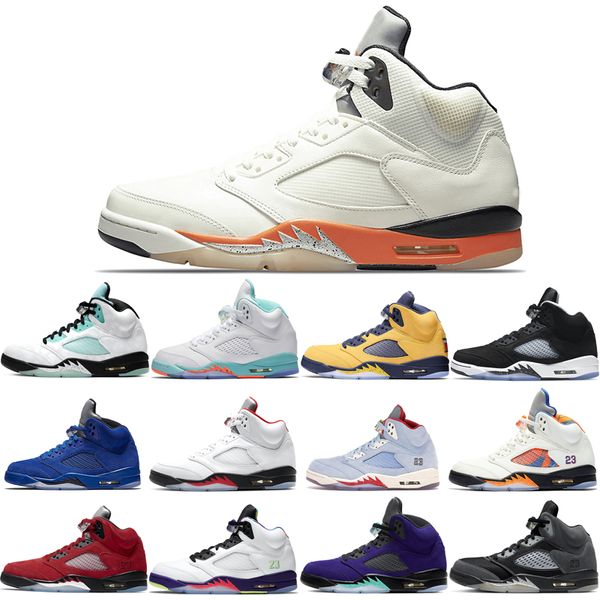 

basketball shoes 5s for men 3 space jam oreo metallic silver laney royal international flight ice blue fire red wings what white stealth qua, White;red