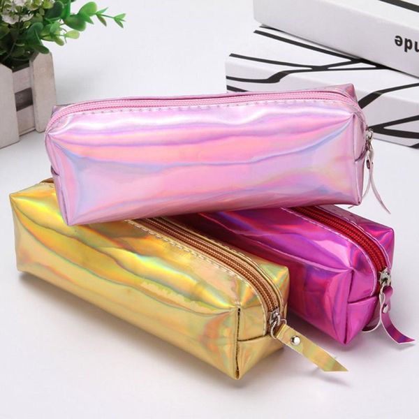 

holographic iridescent laser pencil case for girls boy cute pencil box bag kawaii school supplies stationery gift1