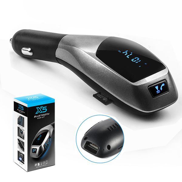 

wireless bluetooth fm transmitter car kit x5 radio adapter usb car charger with usb mp3 player tf radio with lcd display usb mic