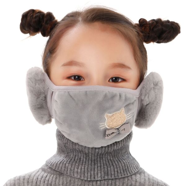 

cat fur earmuffs kids warm 2021cute for children headphones with ears face ear cover winter accessories