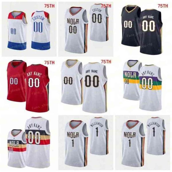 

custom printed 75th city basketball jerseys zion 1 williamson brandon 14 ingram cj 3 mccollum gary 12 clark miye 18 oni tony 21 snell larry, Black;red