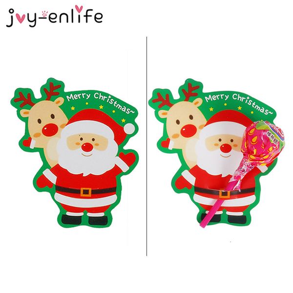 

50pcs lollipop decorative paper card holder christmas snowman santa claus xmas party decorations gift natal noel decor