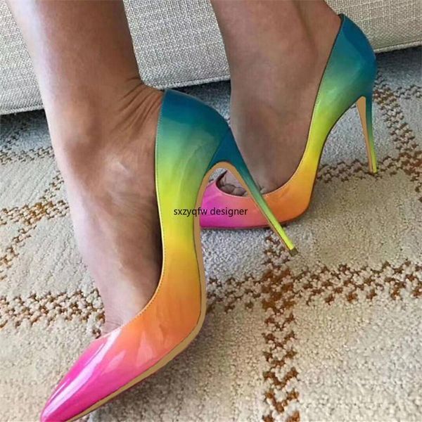 

colorful thin high heels pointed toe shoes woman party dress fashion women single shoes slip-on basic elegant zapatos de mujer, Black