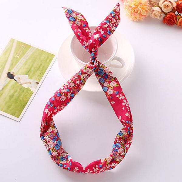 

korean rabbit bunny ear ribbon hair band wire elastic headband scarf vintage floral hairband 2020 girls ladies hair accessories q bbytsx