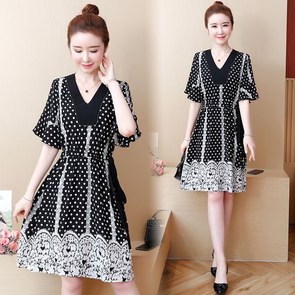 

woman of the ladies summer printed large floral plus size casual thin party work dress clothes bxec, Black;gray