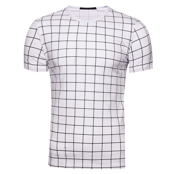

factory clearance 100% cotton t-shirt men casual slim fit o-neck print plaid short sleeve mens tees male t shirt kg-197, White;black