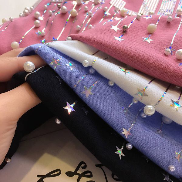 

20190502 a new loose flash star letter printed t-shirt, White