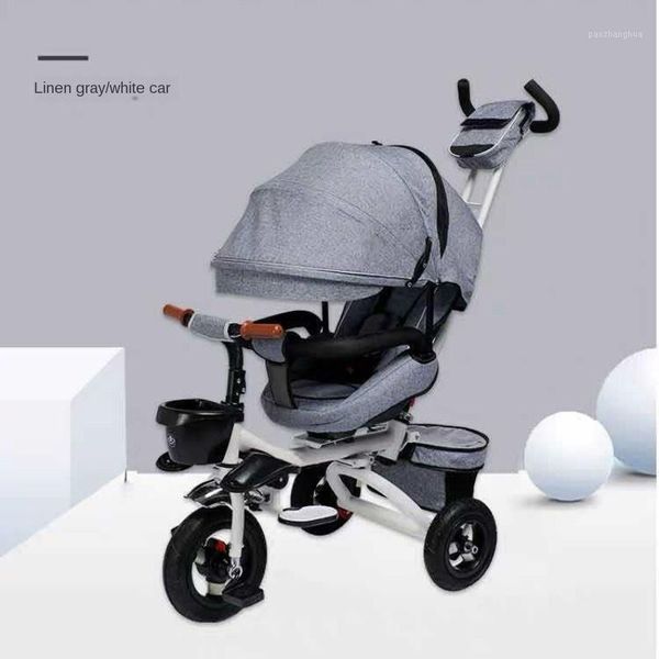 

strollers# 2021 folding armchair safety child tricycle pedal car rotating 1-3-6 years old baby stroller light bike 2 in 1 trike1