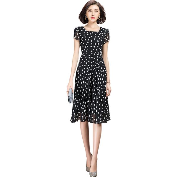 

summer new short sleeve polka dots a line as women q8pg, Black;gray